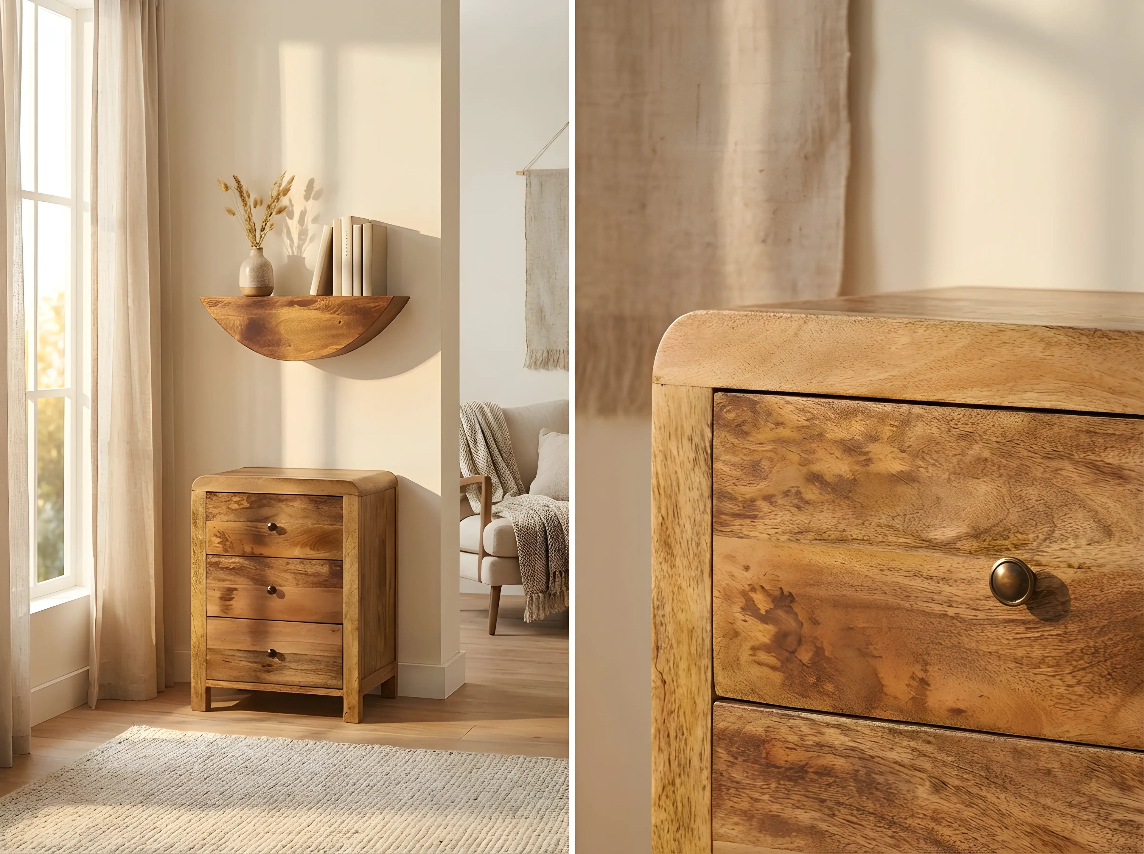 Why Mango Wood Furniture Is a Sustainable and Stylish Choice - beautiful mango wood drawer chest in modern interior.