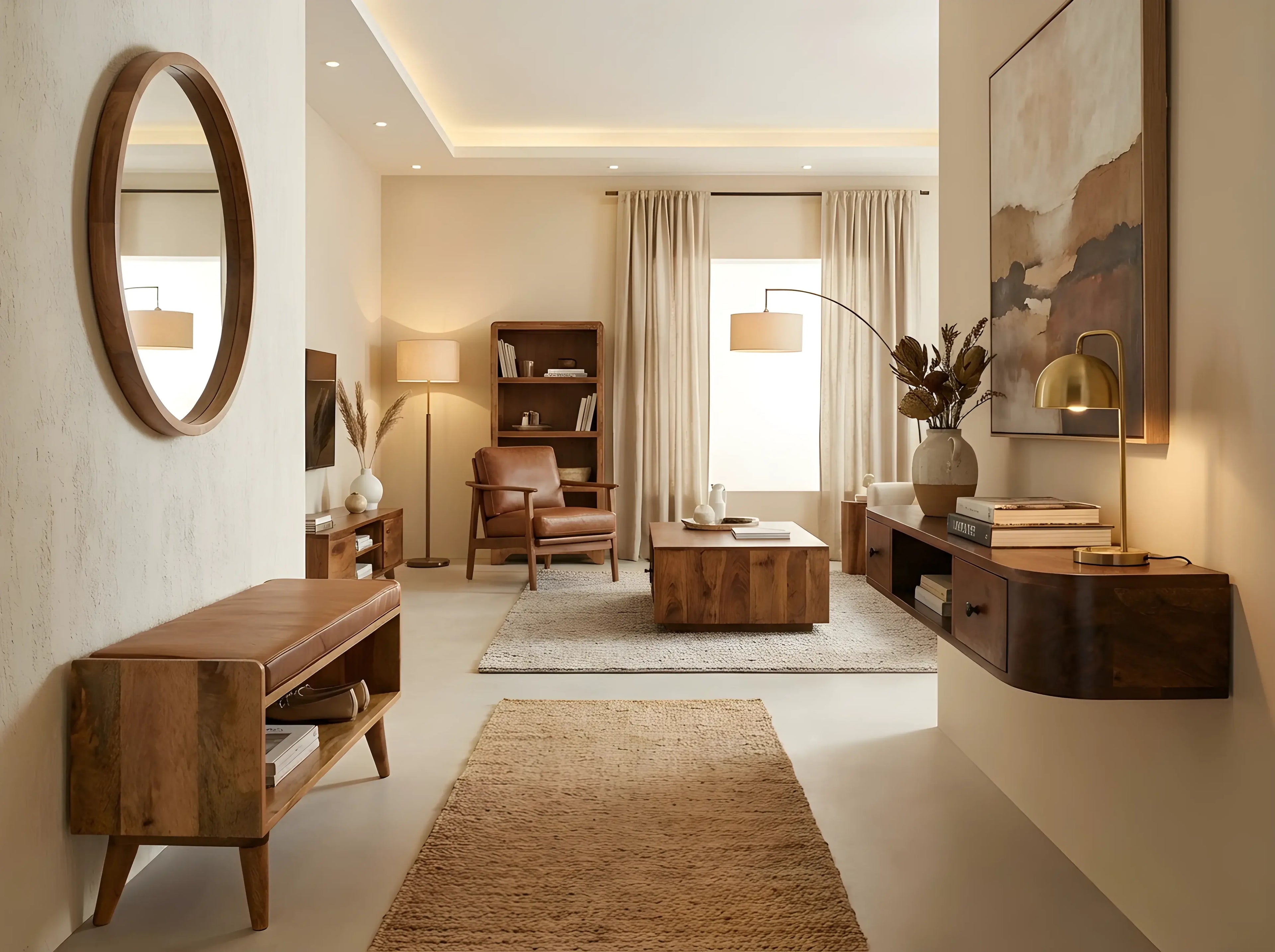 Essential Wooden Furniture Pieces Every Home Needs in a modern living room setting.