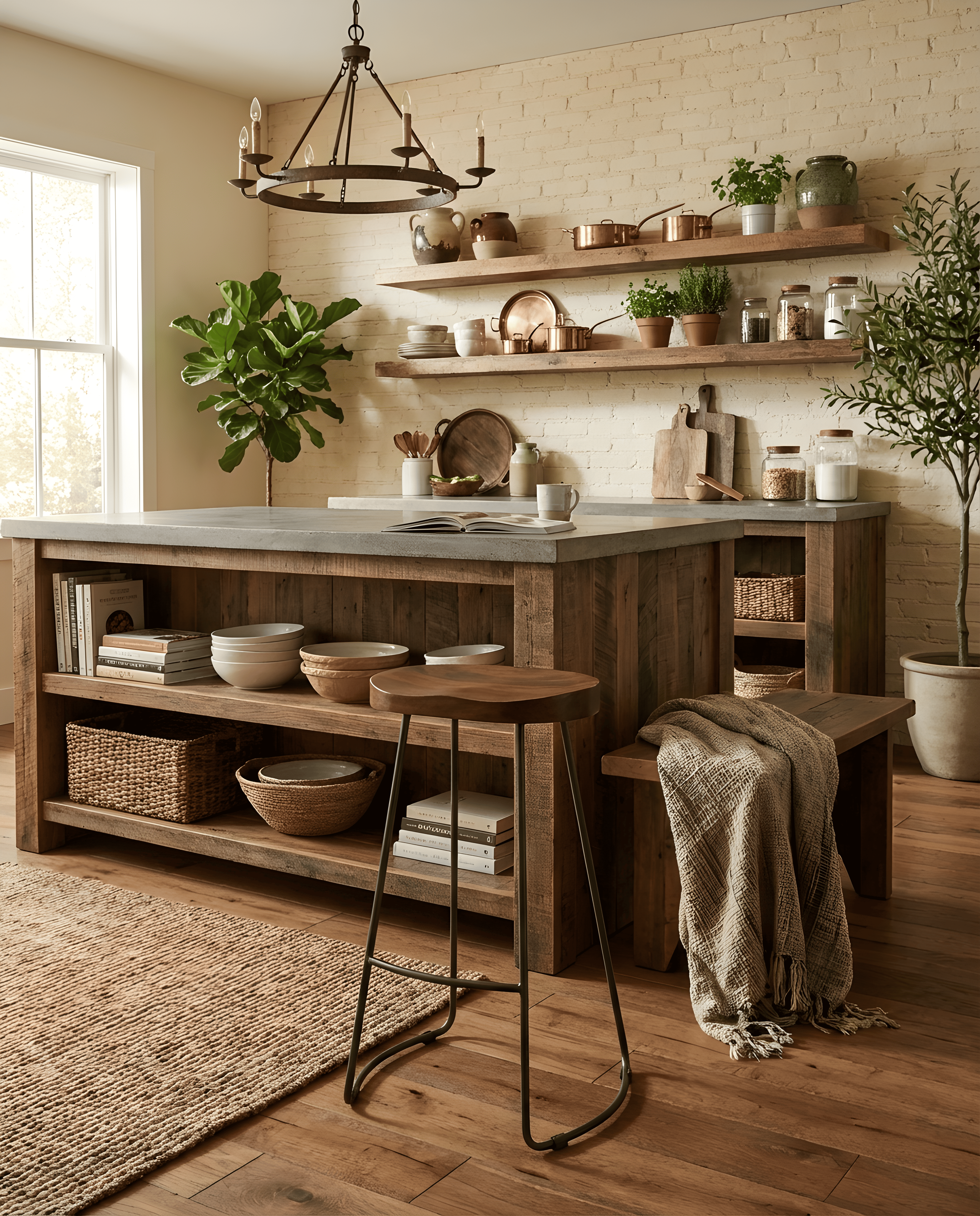 Stylish chairs & bar stools in a cozy kitchen setting with wooden furniture and decorative items.