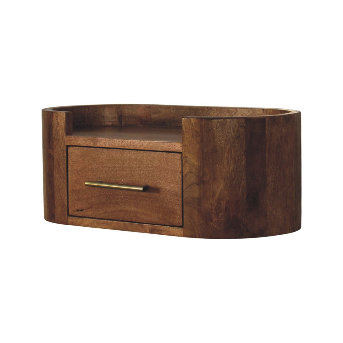 Valencia Curve Wall-Mounted Bedside - Solid Mango Wood Floating Nightstand