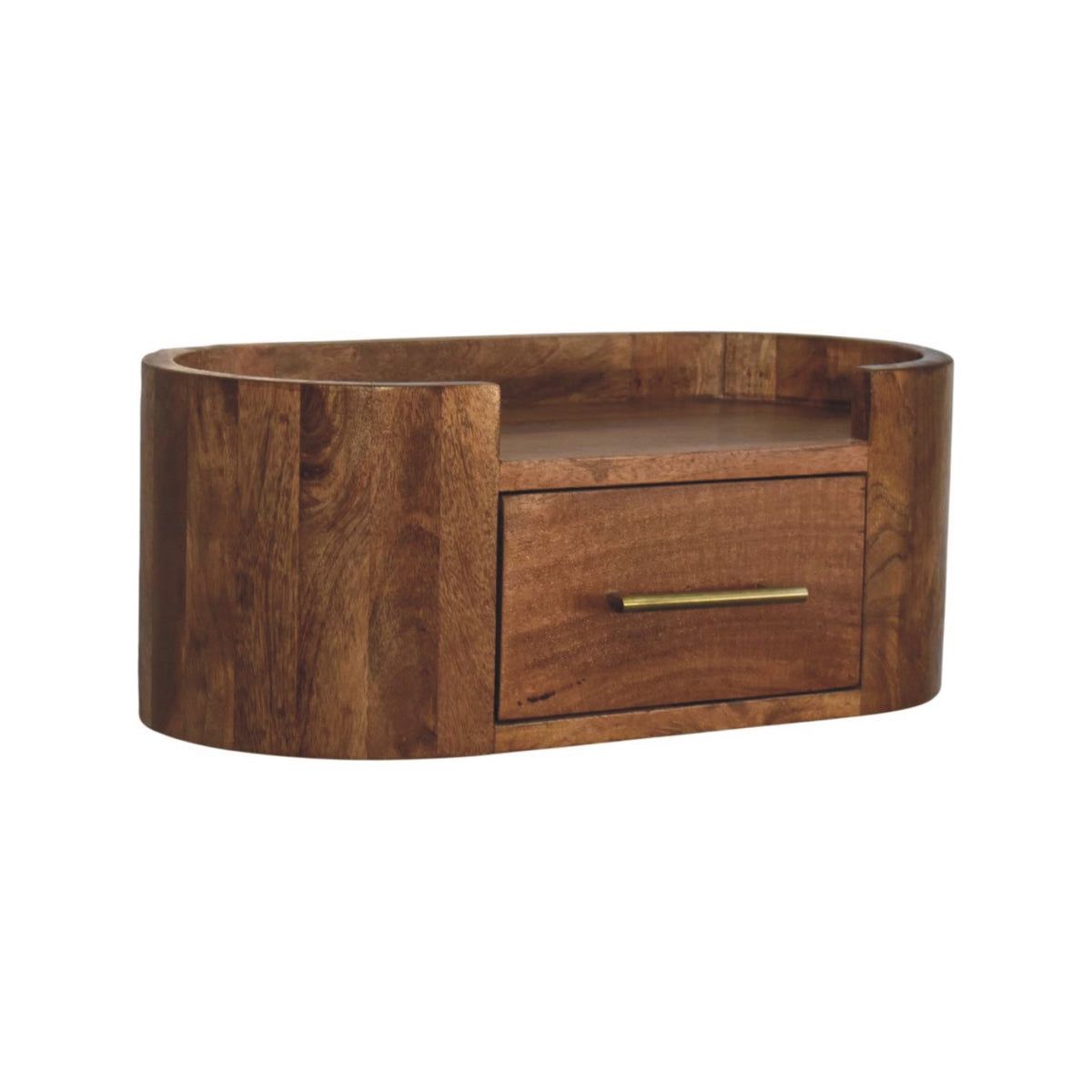 Valencia Curve Wall-Mounted Bedside - Solid Mango Wood Floating Nightstand