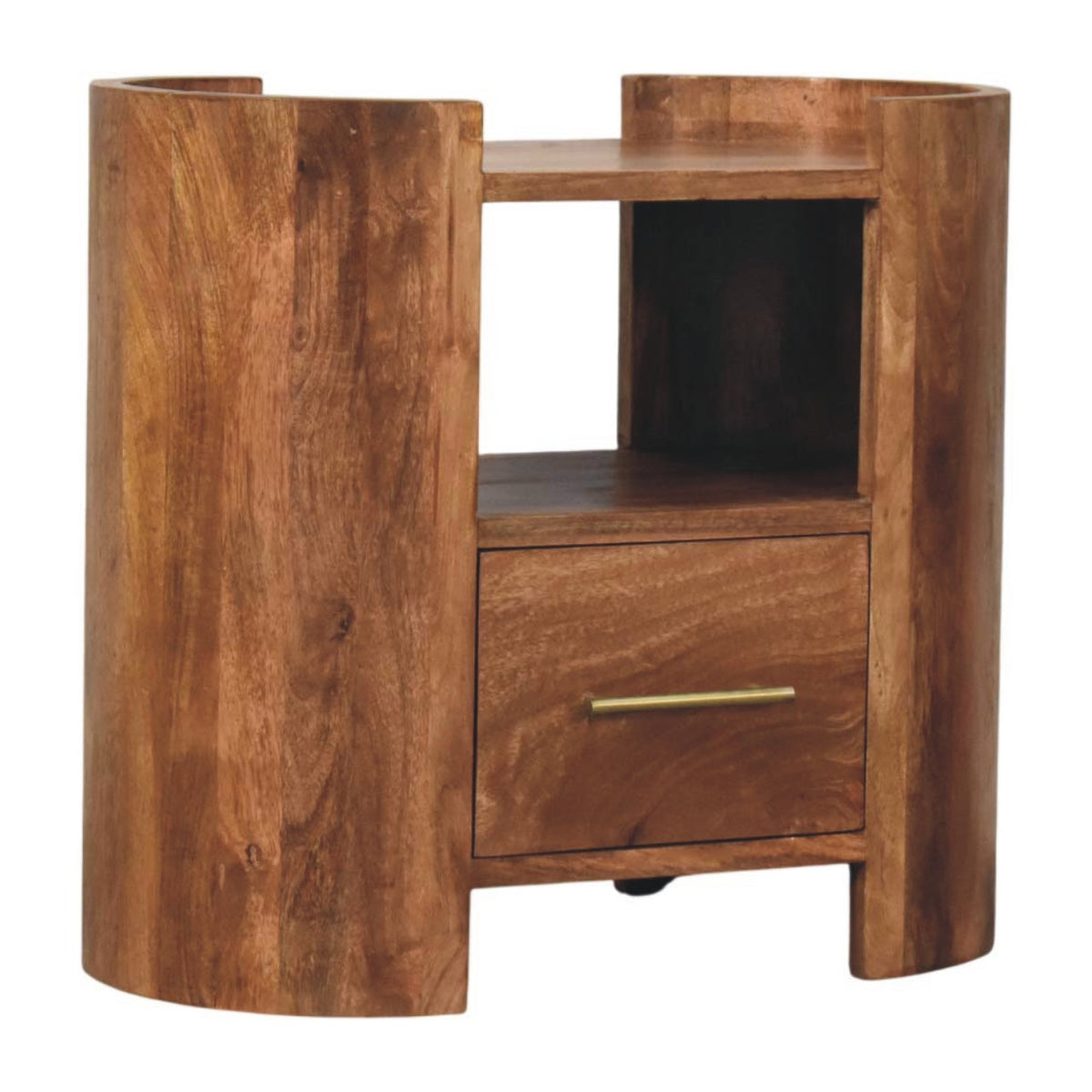 Valencia Sculpted Bedside Table - Solid Mango Wood Nightstand