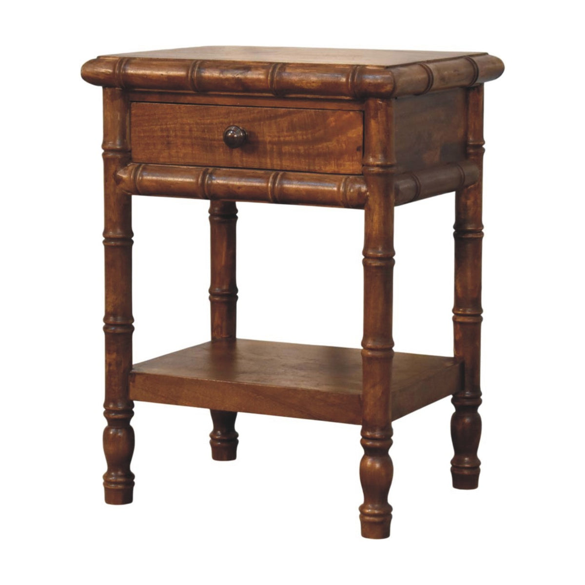 Bamboo Heritage Bedside Table - Solid Mango Wood Nightstand