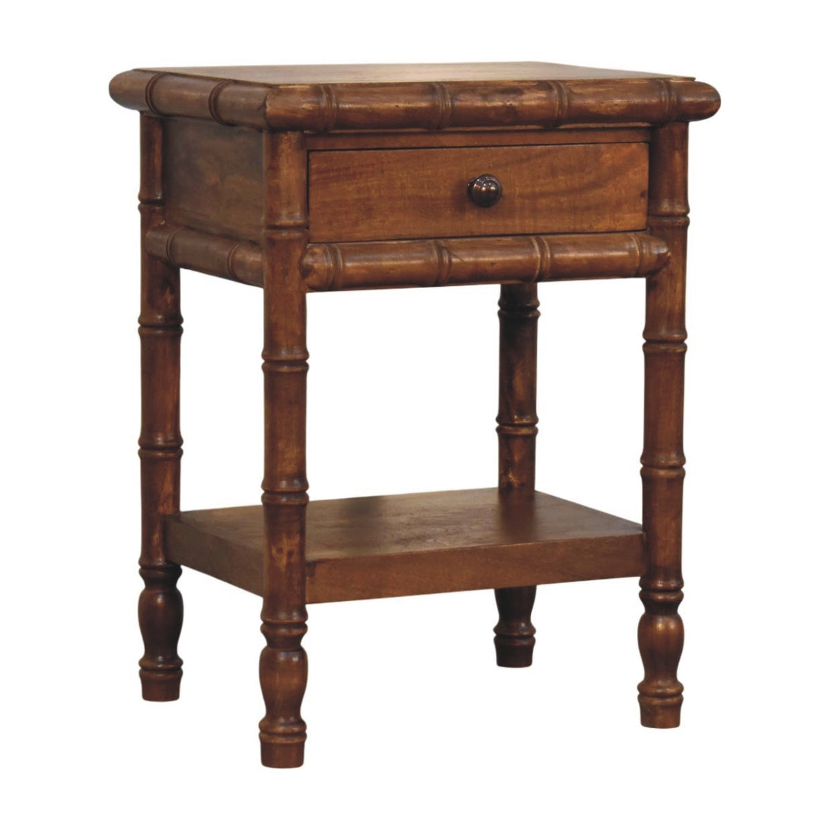 Bamboo Heritage Bedside Table - Solid Mango Wood Nightstand