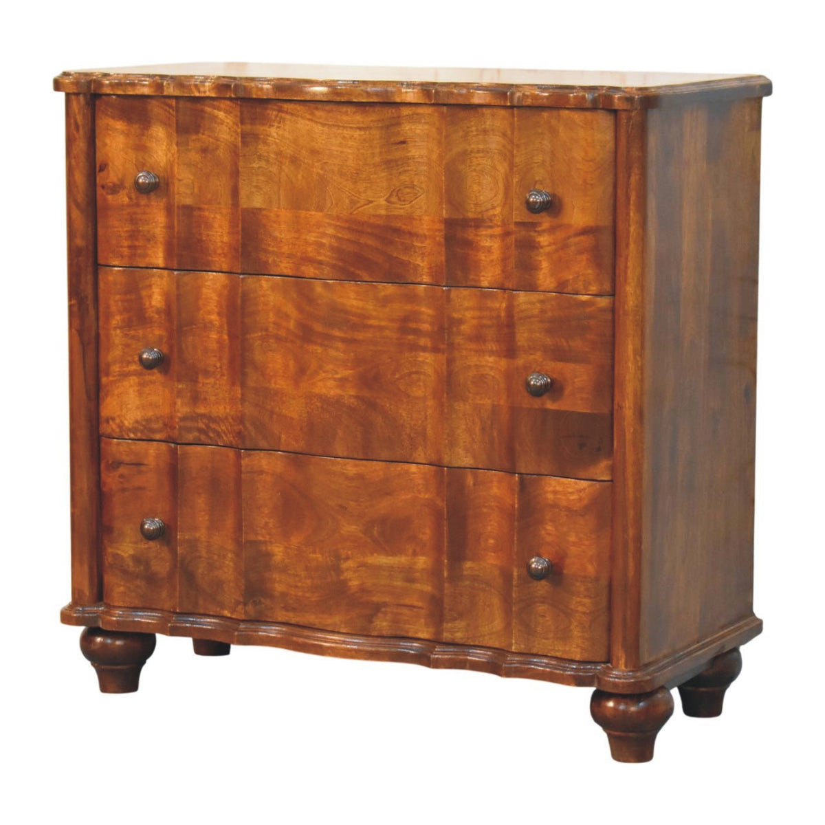 Lume 3 Drawer Chest of Drawers - Solid Mango Wood Dresser