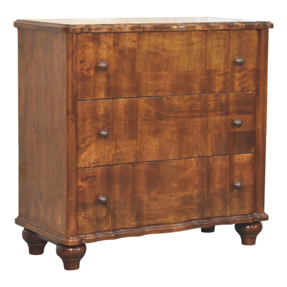 Lume 3 Drawer Chest of Drawers - Solid Mango Wood Dresser