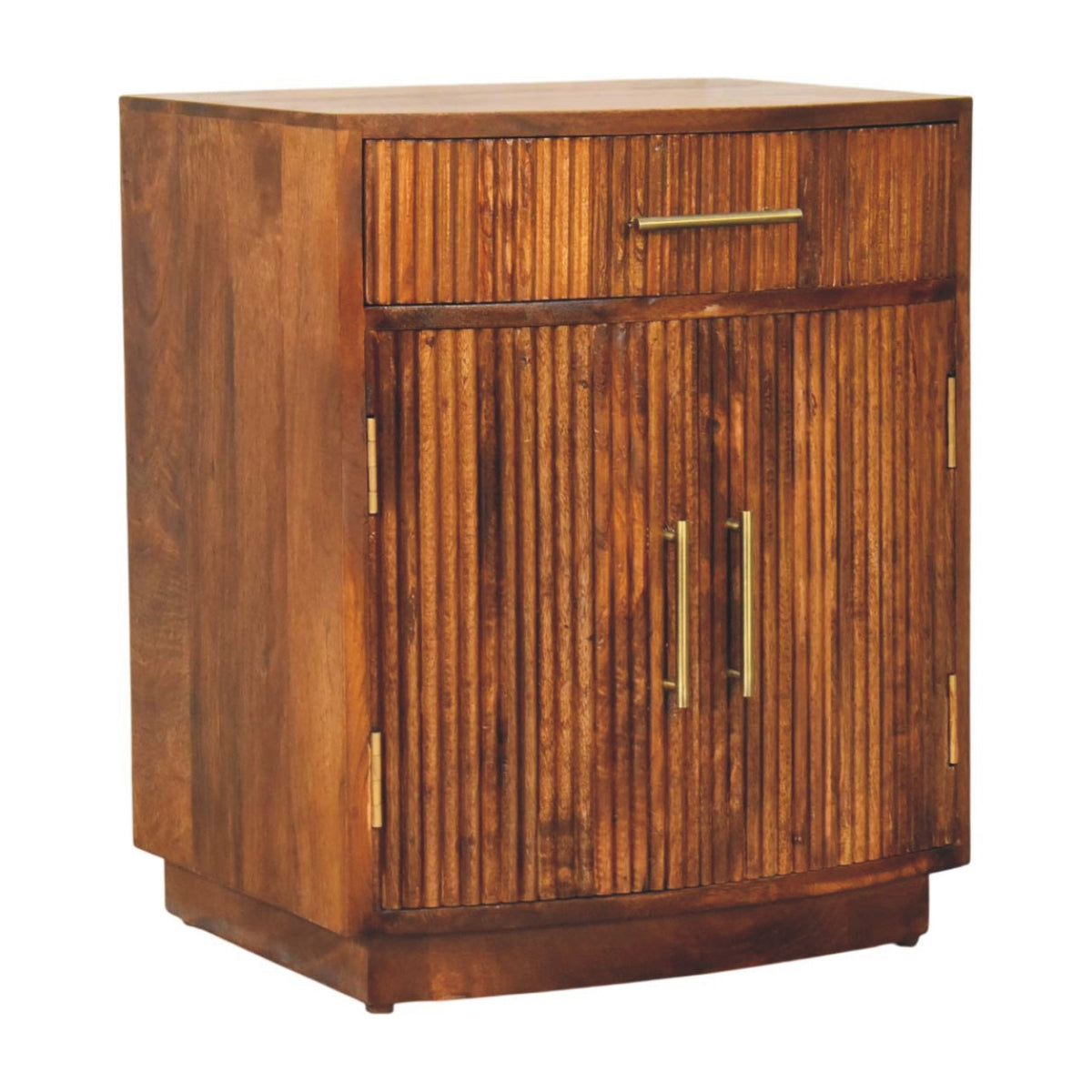 Milan Fluted Bedside Cabinet - Solid Mango Wood Nightstand
