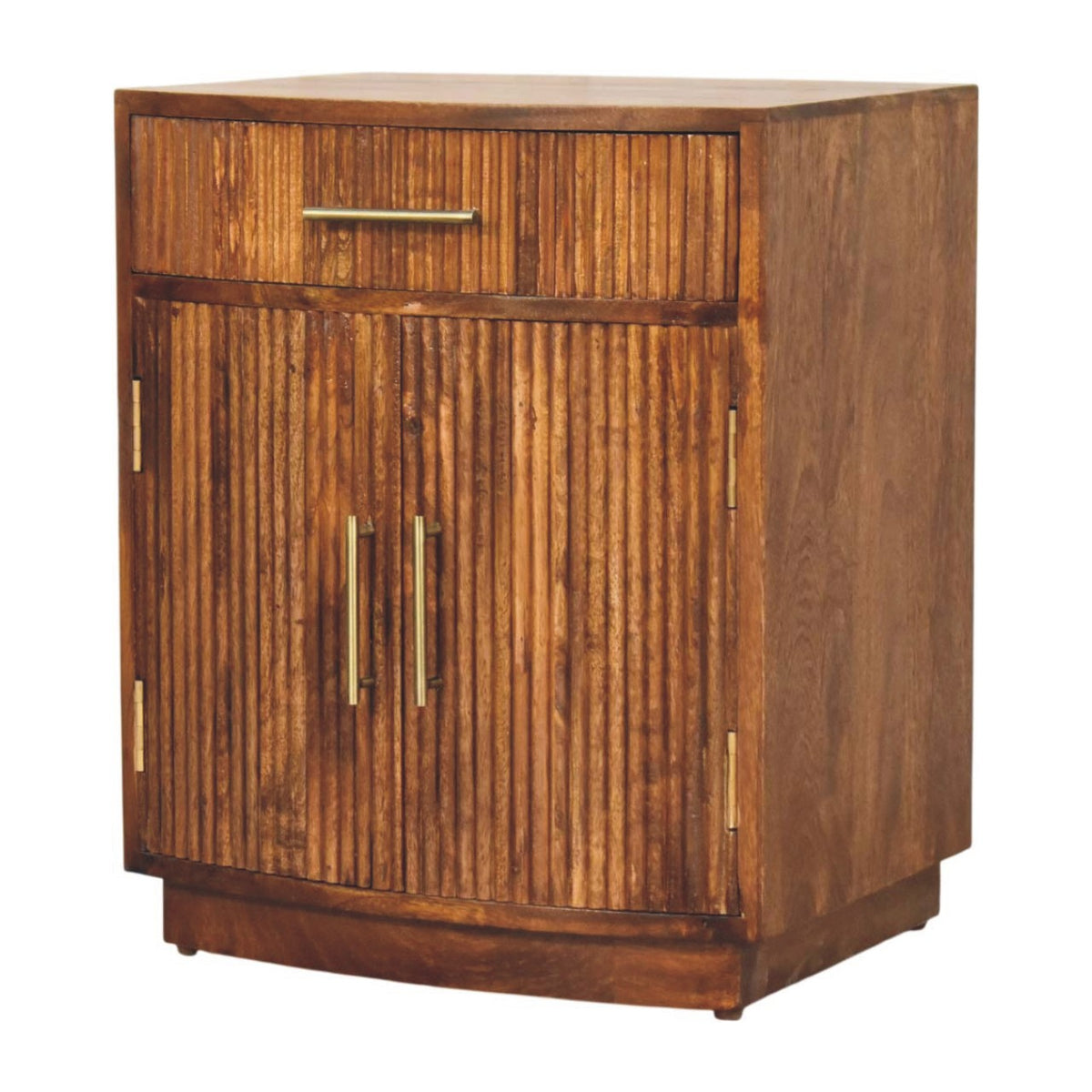 Milan Fluted Bedside Cabinet - Solid Mango Wood Nightstand