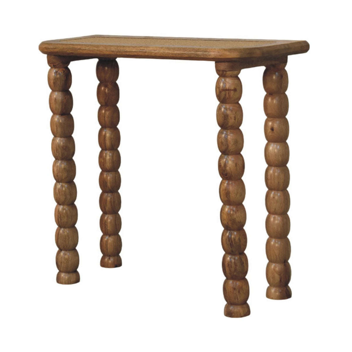 Spindle Rattan Console Table - Solid Mango Wood Entryway Table