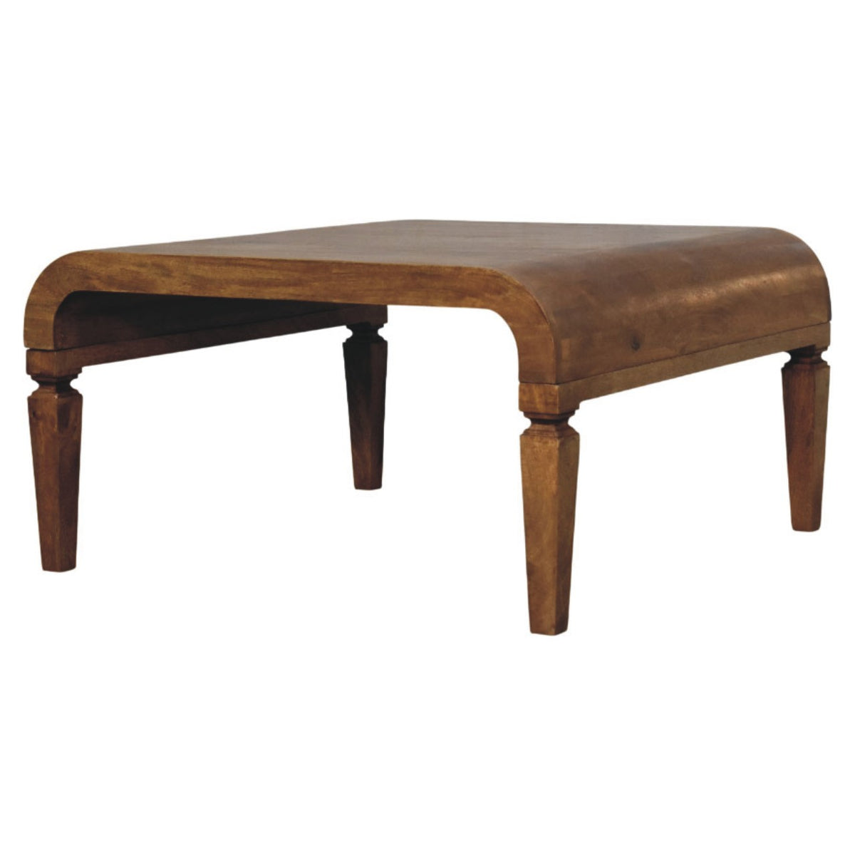 Curved Frame Coffee Table - Solid Mango Wood Square Coffee Table