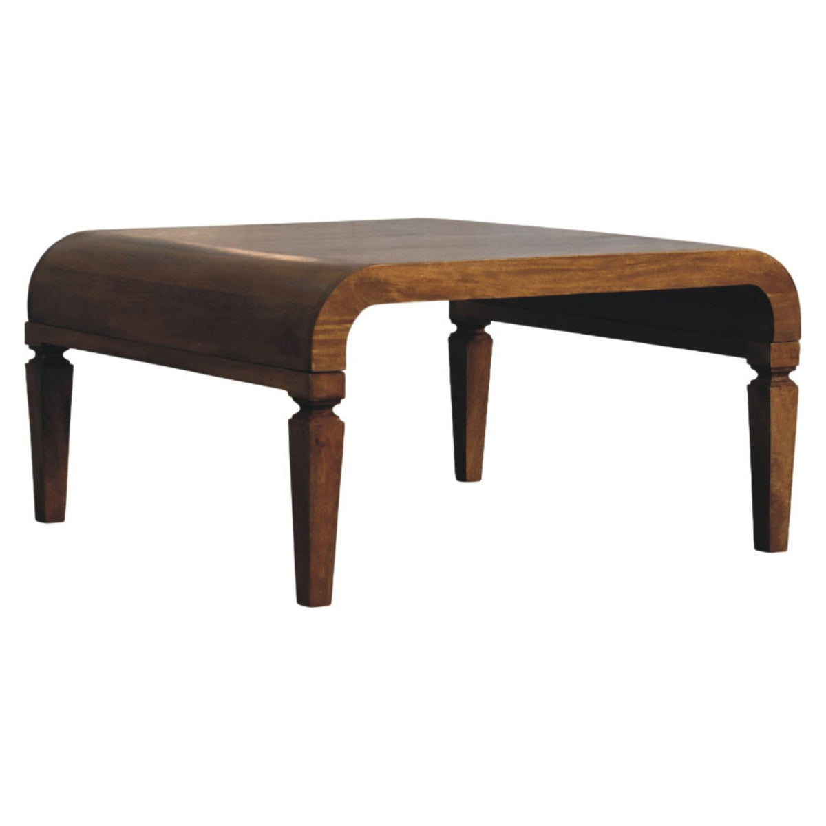 Curved Frame Coffee Table - Solid Mango Wood Square Coffee Table