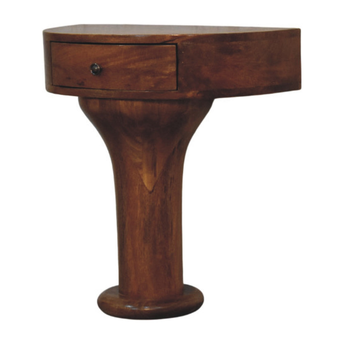 Pedestal Curved Bedside Table - Solid Mango Wood Nightstand