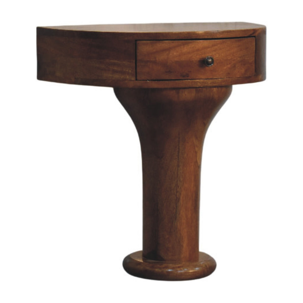 Pedestal Curved Bedside Table - Solid Mango Wood Nightstand