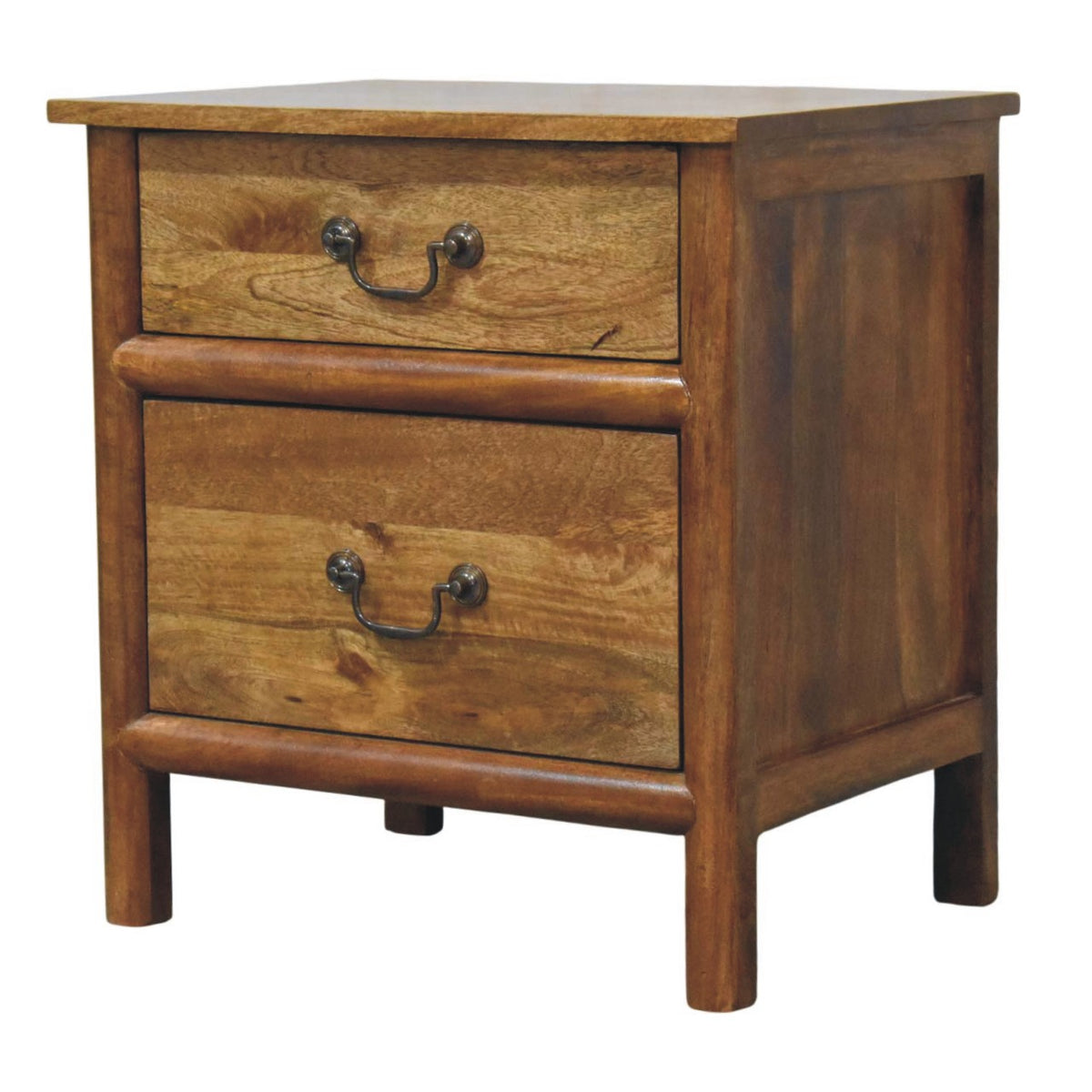 Classic Two Drawer Bedside Table - Solid Mango Wood Nightstand