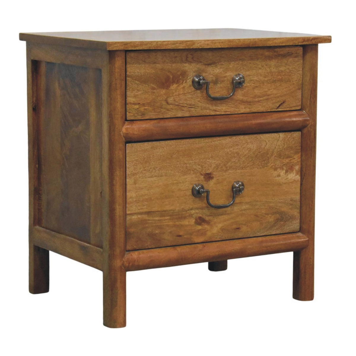 Classic Two Drawer Bedside Table - Solid Mango Wood Nightstand