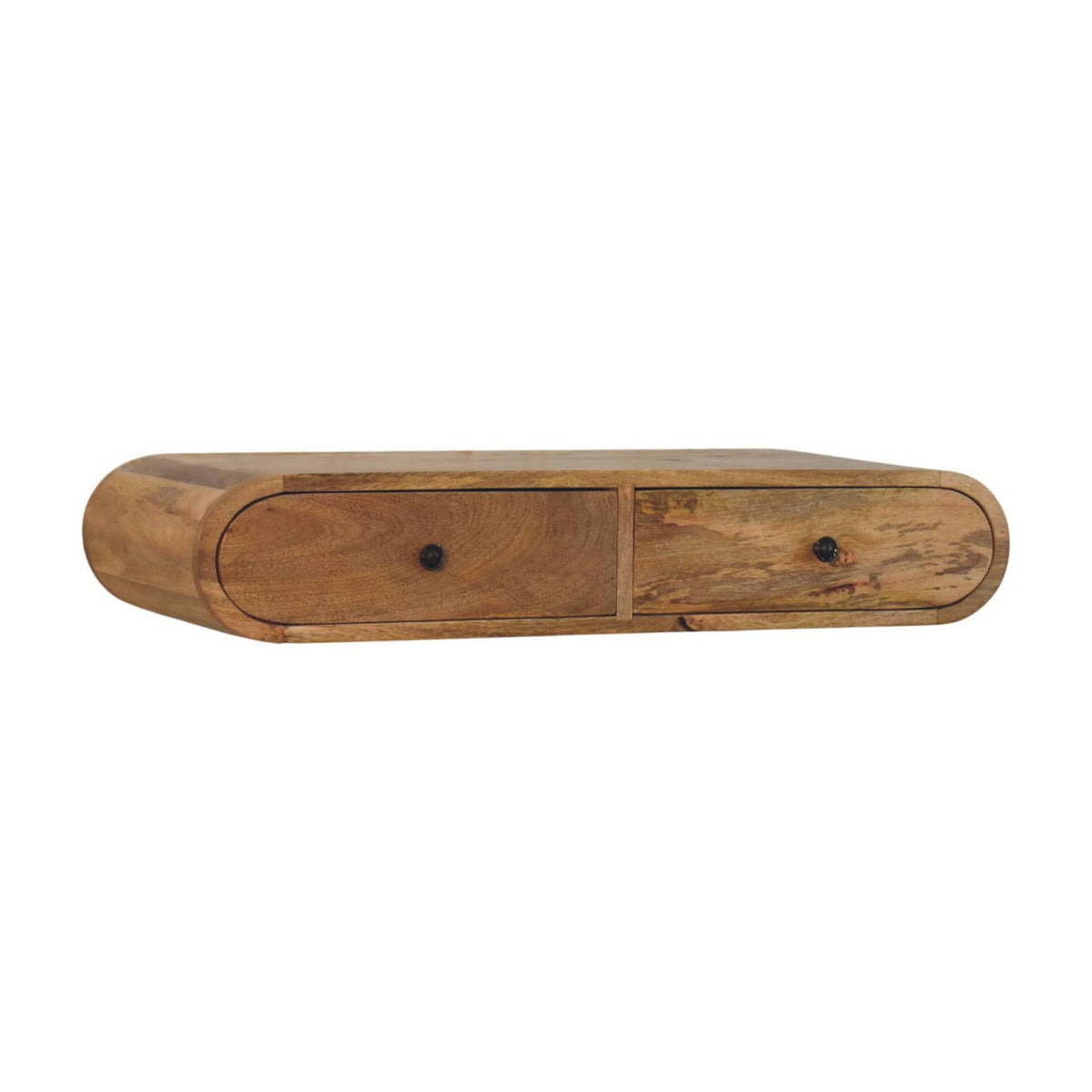 Contour Wall Console - Solid Mango Wood Floating 2 Drawer Console Table