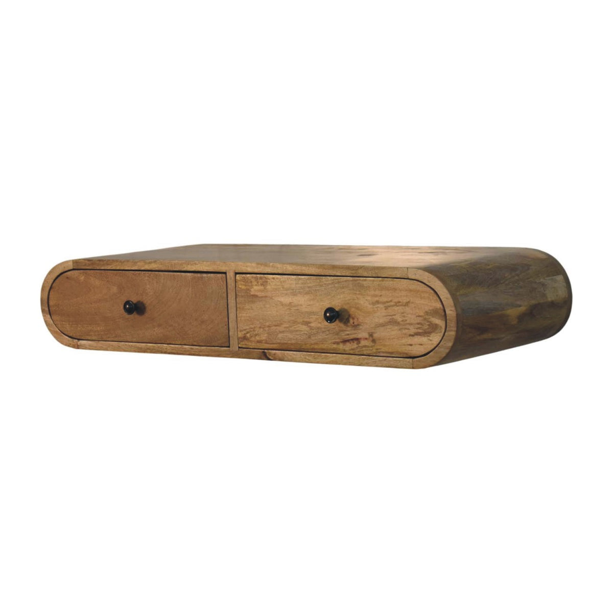 Contour Wall Console - Solid Mango Wood Floating 2 Drawer Console Table