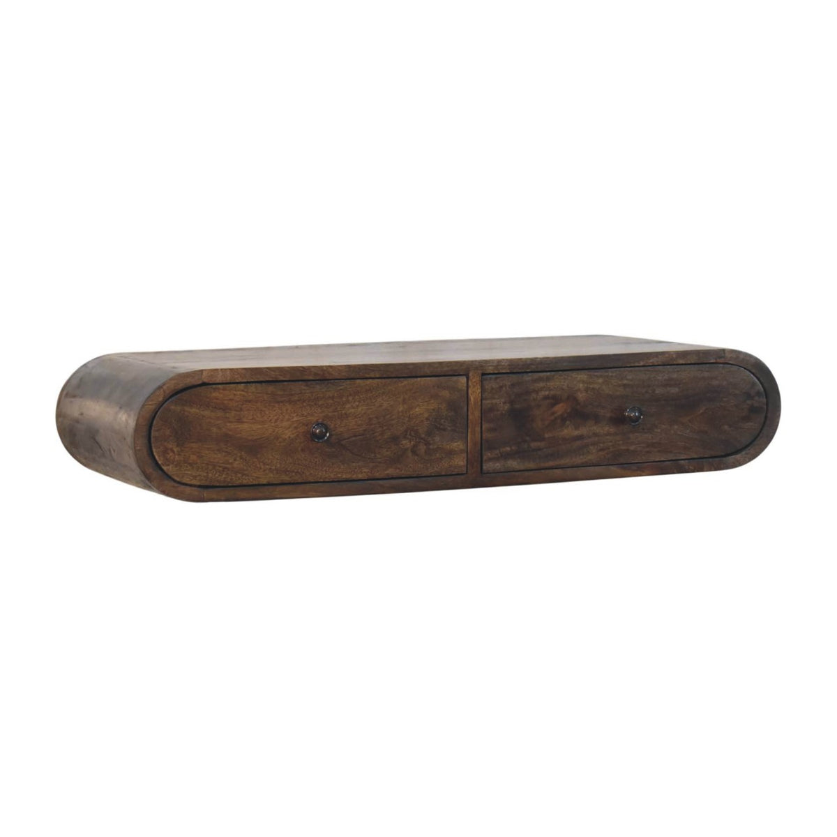Contour Floating Wall Console - Solid Mango Wood 2 Drawer Floating Console Table