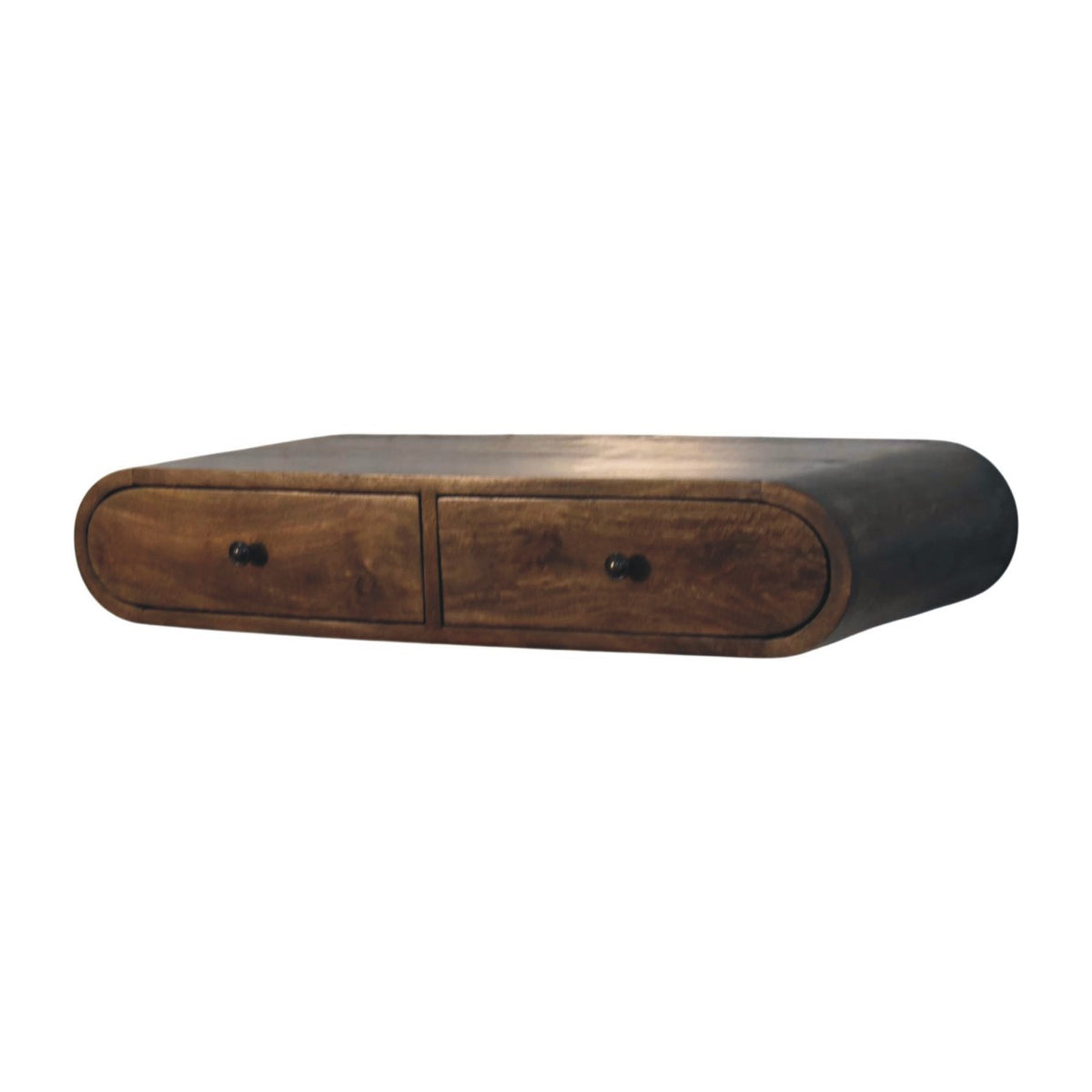 Contour Floating Wall Console - Solid Mango Wood 2 Drawer Floating Console Table