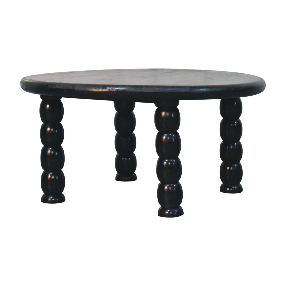 Spindle Eclipse Coffee Table - Solid Mango Wood Round Coffee Table
