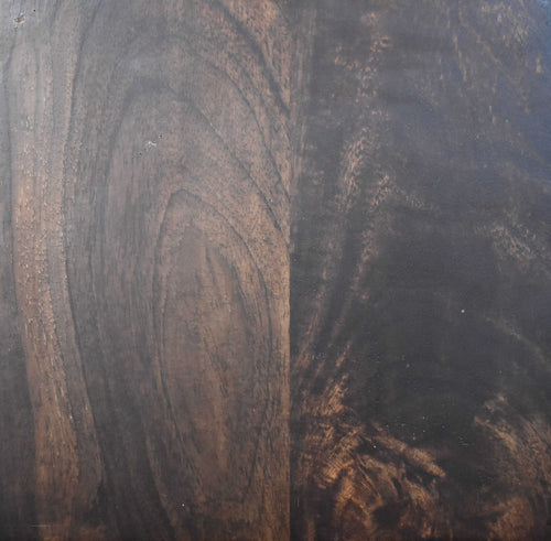 Close-up of a dark wood surface with visible grain patterns