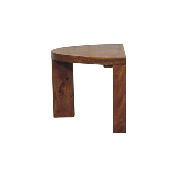 Amber Oak Half Moon Coffee Table in Solid Mango Wood - product view 7 showing handcrafted solid mango wood coffee table