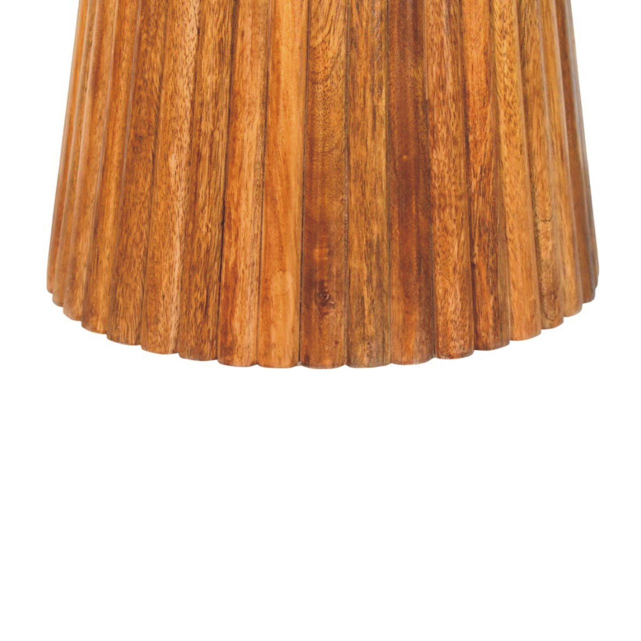 Amber Oak Round Side Table in Solid Mango Wood - product view 7 showing handcrafted solid mango wood side table