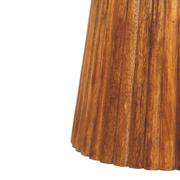 Amber Oak Round Side Table in Solid Mango Wood - product view 6 showing handcrafted solid mango wood side table