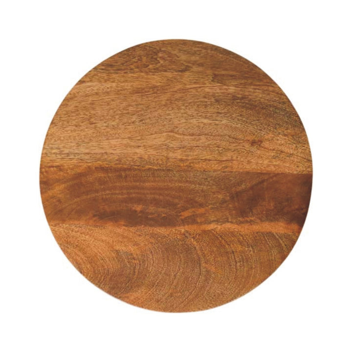 Amber Oak Round Side Table in Solid Mango Wood - product view 8 showing handcrafted solid mango wood side table