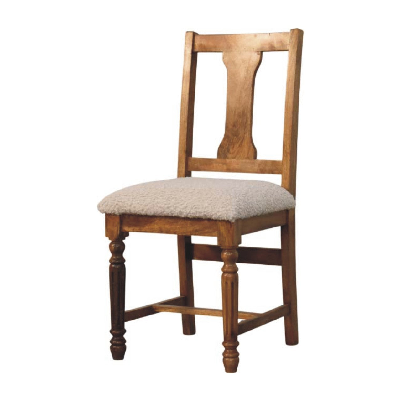 Amber Oak Writing Chair with Turned Legs in Solid Mango Wood - main view showing handcrafted solid mango wood chair