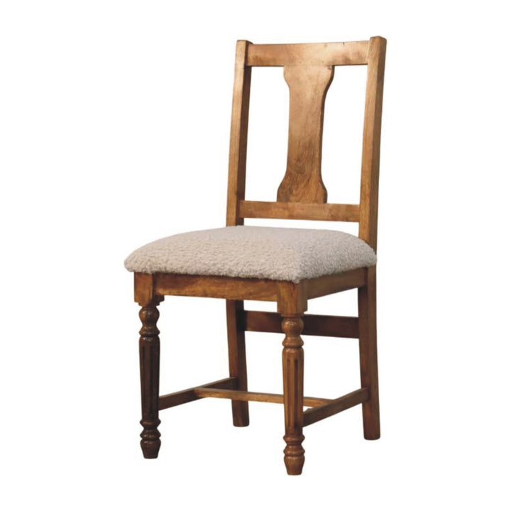 Amber Oak Writing Chair with Turned Legs in Solid Mango Wood - main view showing handcrafted solid mango wood chair