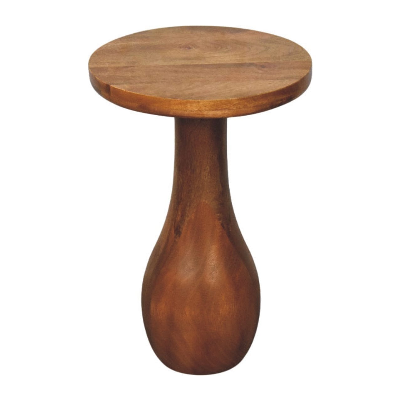 Amber Pedestal Side Table - Solid Mango Wood End table - product view 3 showing handcrafted solid mango wood side table