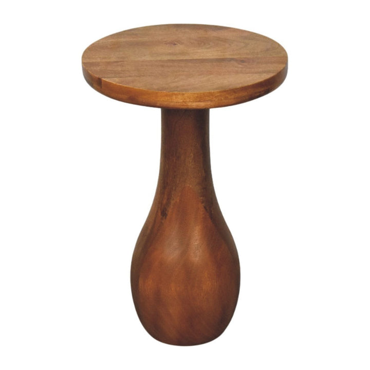 Amber Pedestal Side Table - Solid Mango Wood End table - product view 3 showing handcrafted solid mango wood side table