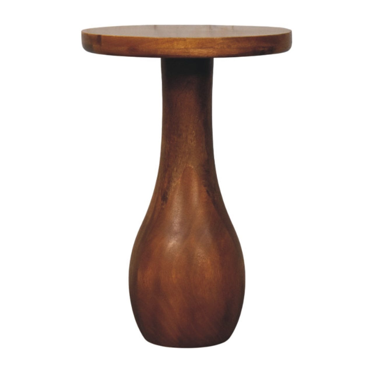 Amber Pedestal Side Table - Solid Mango Wood End table - product view 2 showing handcrafted solid mango wood side table