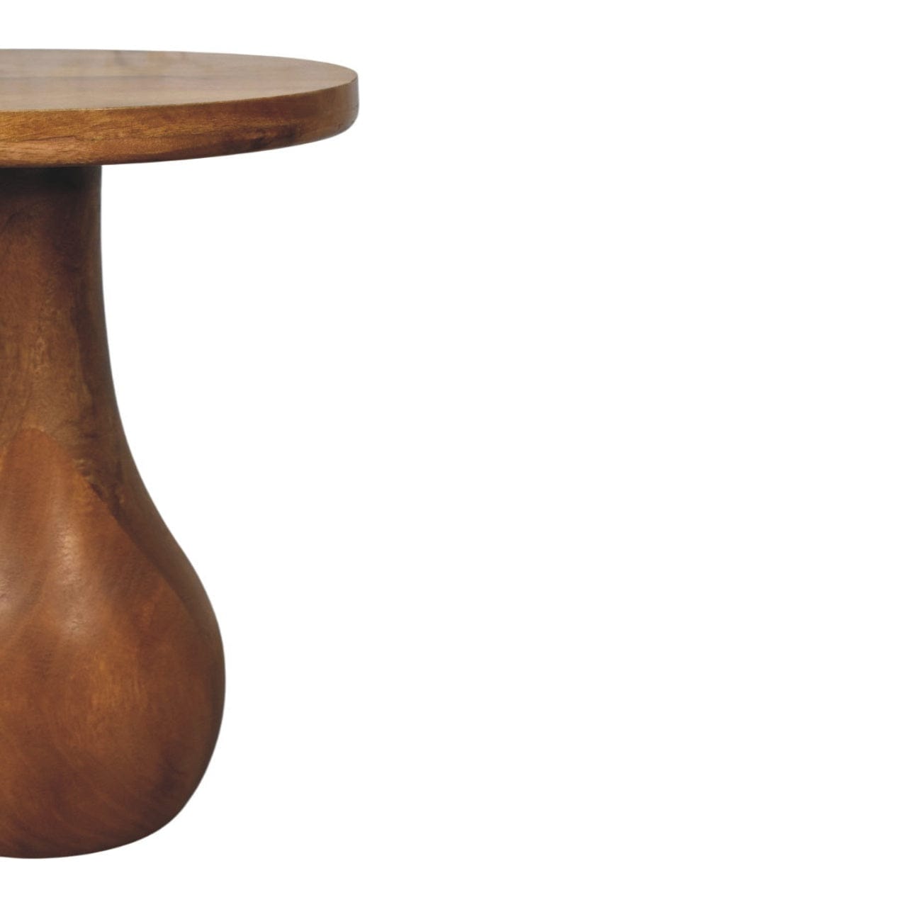 Amber Pedestal Side Table - Solid Mango Wood End table - product view 6 showing handcrafted solid mango wood side table