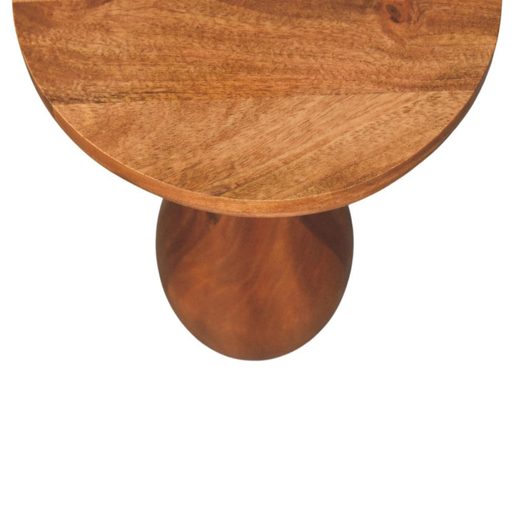 Amber Pedestal Side Table - Solid Mango Wood End table - product view 5 showing handcrafted solid mango wood side table