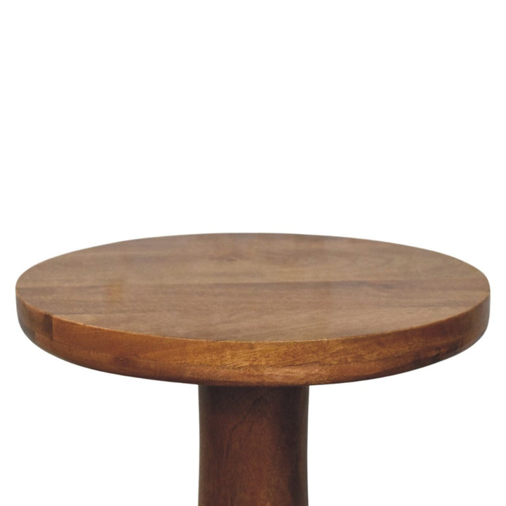Amber Pedestal Side Table - Solid Mango Wood End table - product view 9 showing handcrafted solid mango wood side table