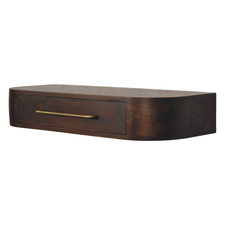Amber Oak Arc Wall-Mounted Console Table in Solid Mango Wood - main view showing handcrafted solid mango wood console table