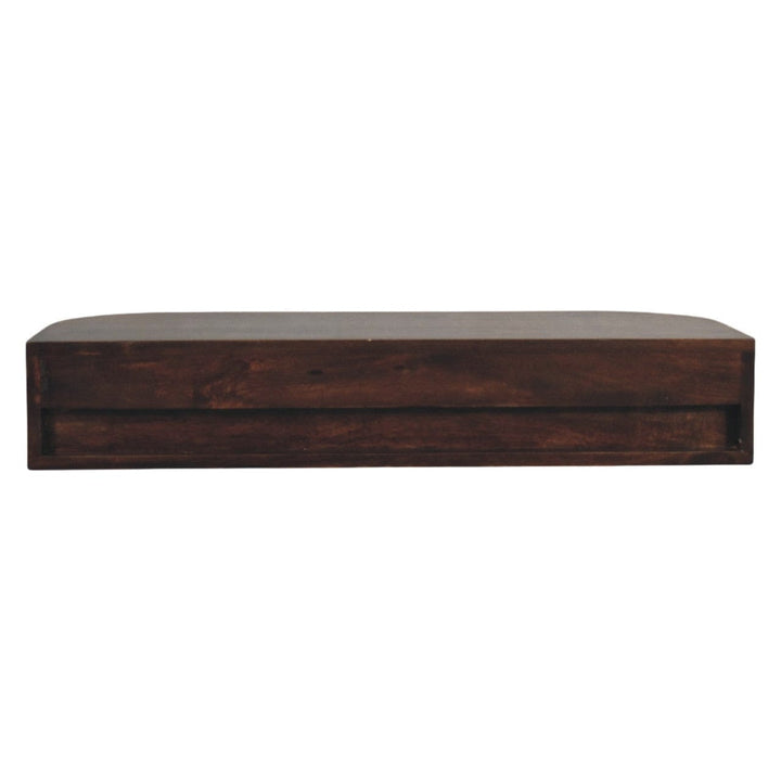 Amber Oak Arc Wall-Mounted Console Table in Solid Mango Wood - product view 8 showing handcrafted solid mango wood...