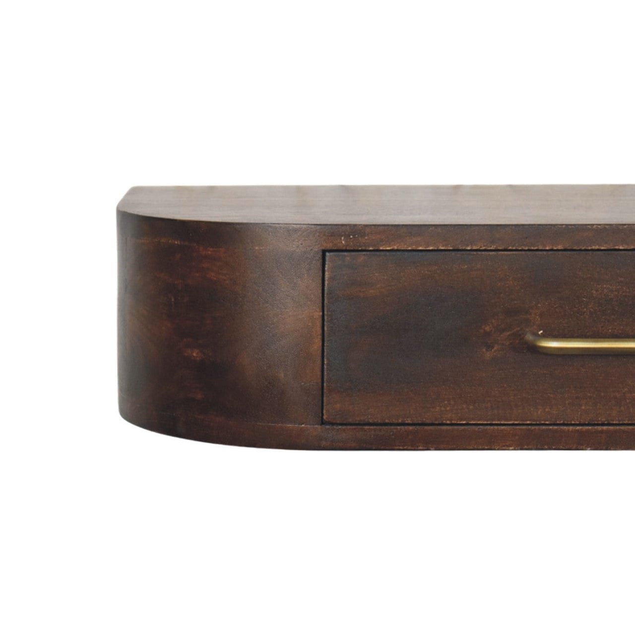 Amber Oak Arc Wall-Mounted Console Table in Solid Mango Wood - product view 6 showing handcrafted solid mango wood...