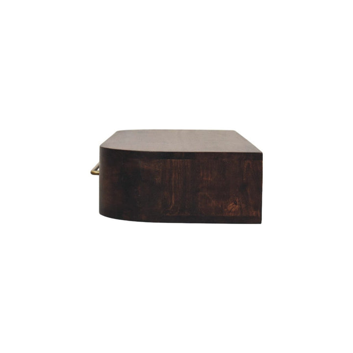 Amber Oak Arc Wall-Mounted Console Table in Solid Mango Wood - product view 7 showing handcrafted solid mango wood...