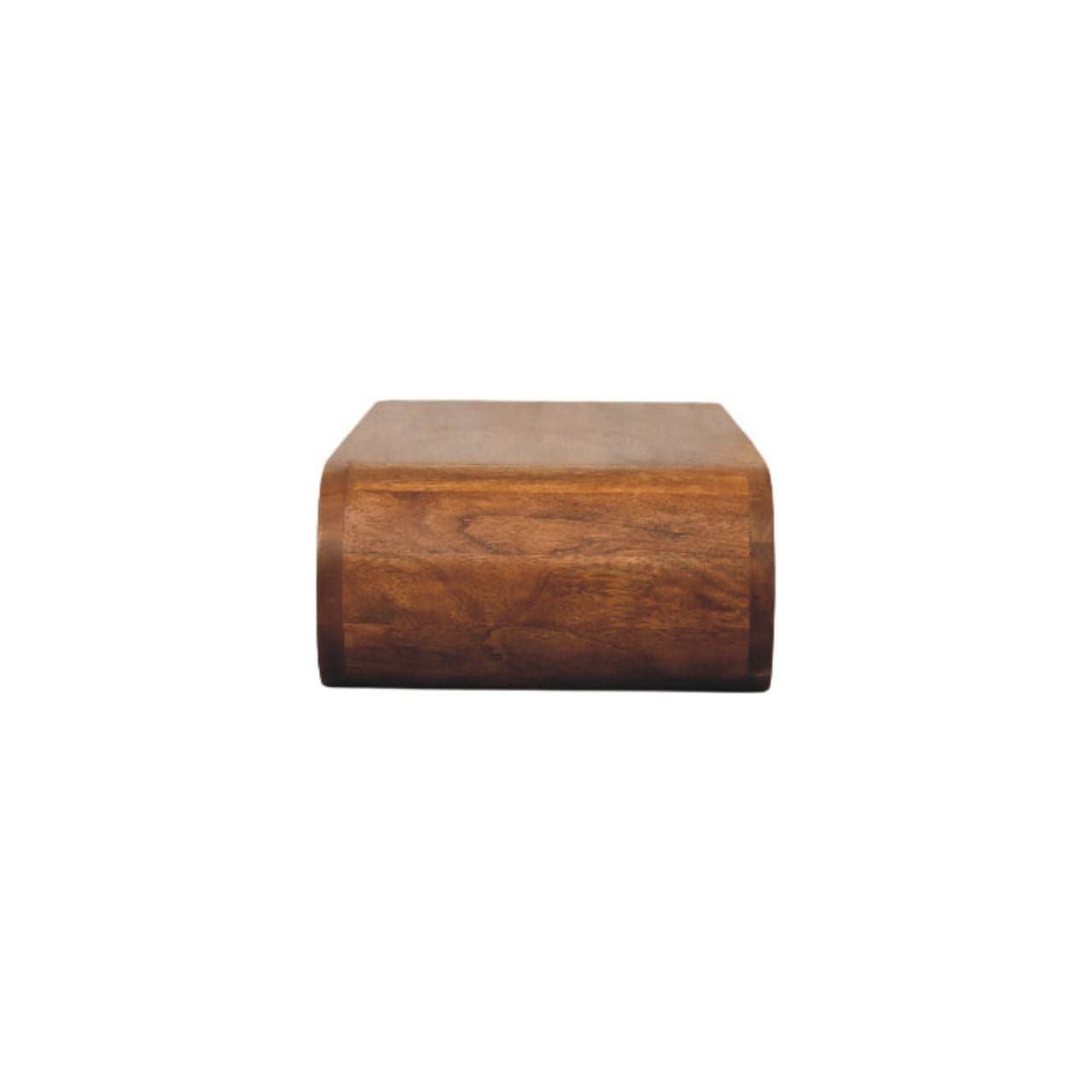 Amber Oak Wall-Mounted Media Console in Solid Mango Wood - product view 7 showing handcrafted solid mango wood tv stand
