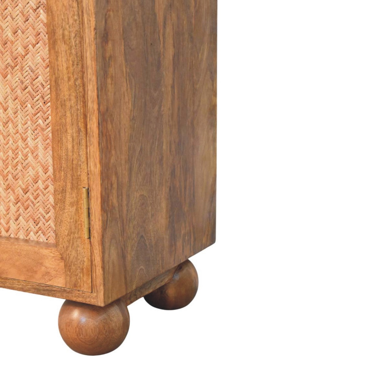 Golden Teak Arched Rattan Sideboard in Solid Mango Wood - product view 6 showing handcrafted solid mango wood sideboard