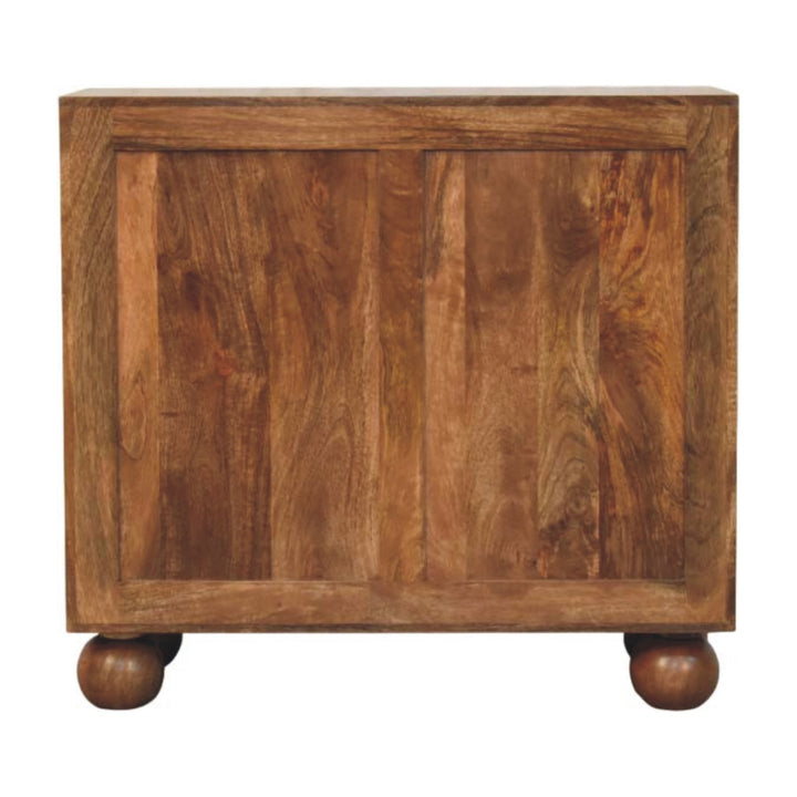 Golden Teak Arched Rattan Sideboard in Solid Mango Wood - product view 8 showing handcrafted solid mango wood sideboard