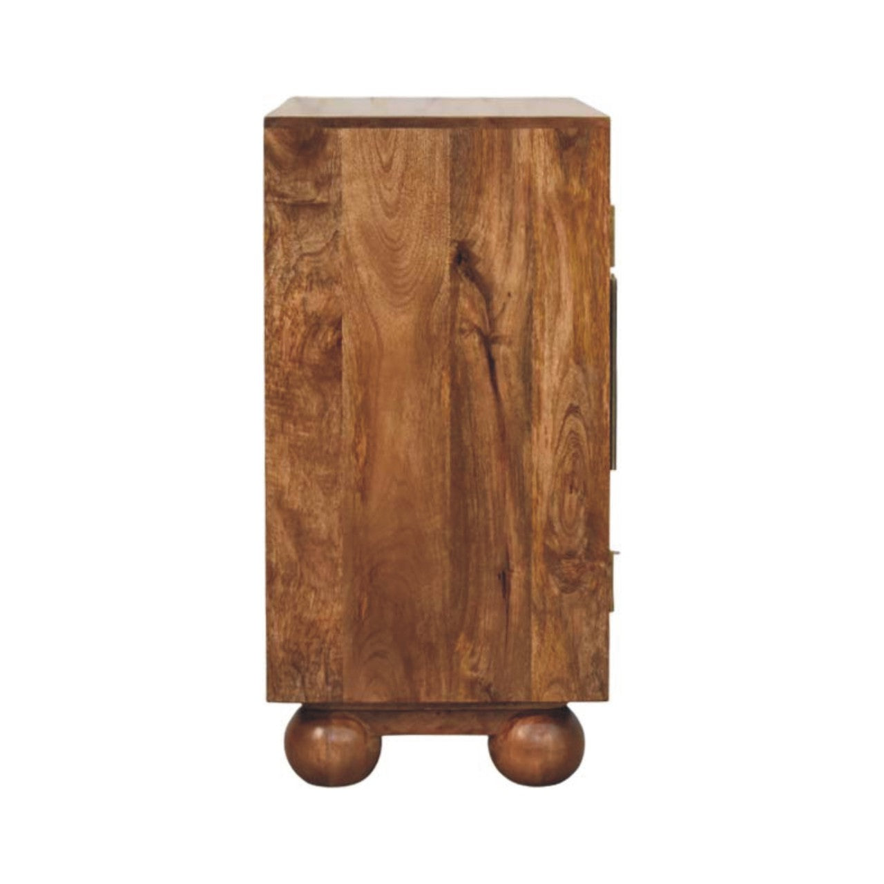 Golden Teak Arched Rattan Sideboard in Solid Mango Wood - product view 7 showing handcrafted solid mango wood sideboard