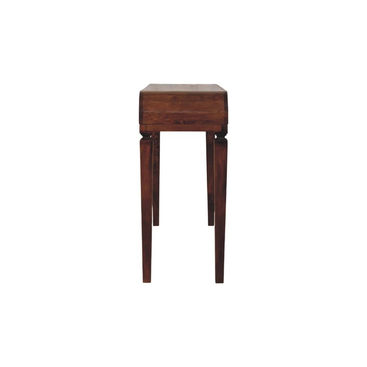 Chestnut Arcus Curved Console Table in Solid Mango Wood - product view 7 showing handcrafted solid mango wood console table