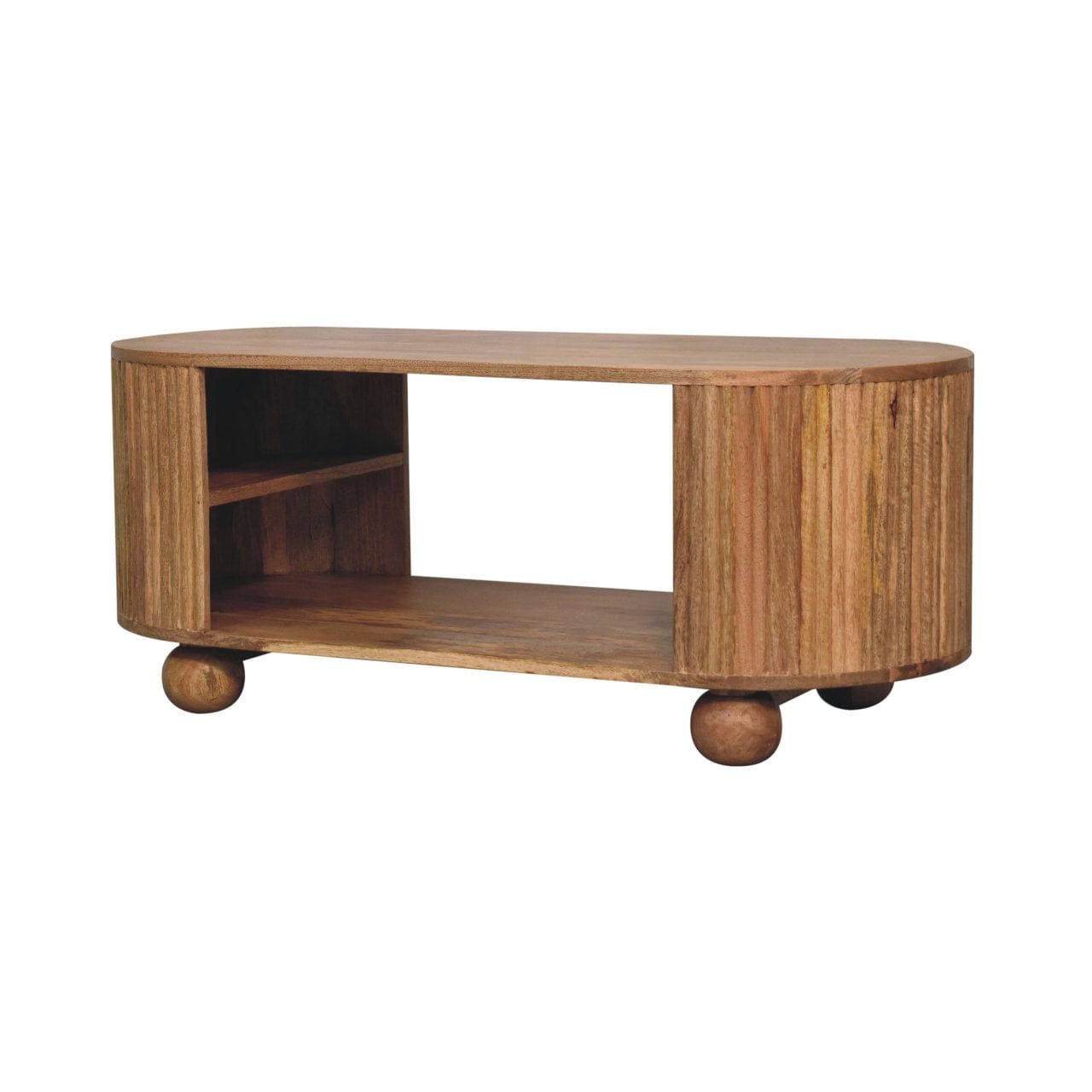 Ball Open Coffee Table - Solid Mango Wood Center Table for Living Room - product view 4 showing handcrafted solid mango...