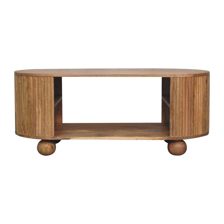 Ball Open Coffee Table - Solid Mango Wood Center Table for Living Room - product view 2 showing handcrafted solid mango...