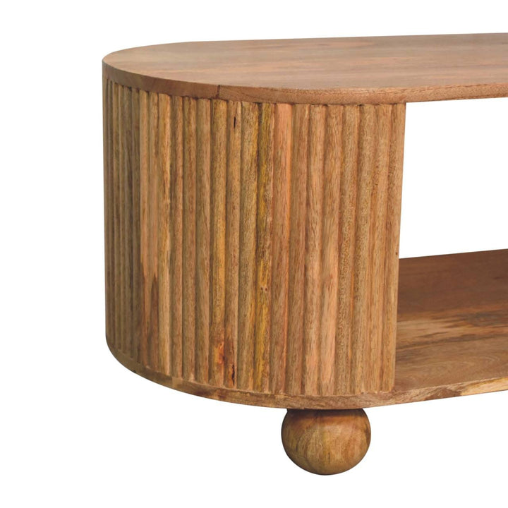 Ball Open Coffee Table - Solid Mango Wood Center Table for Living Room - product view 9 showing handcrafted solid mango...