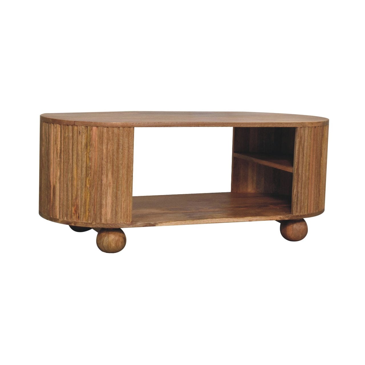 Ball Open Coffee Table - Solid Mango Wood Center Table for Living Room - product view 3 showing handcrafted solid mango...